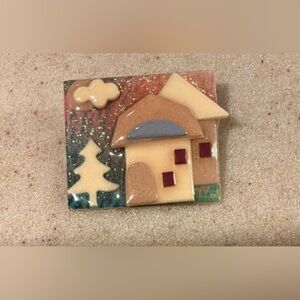 Festive Holiday House Brooch